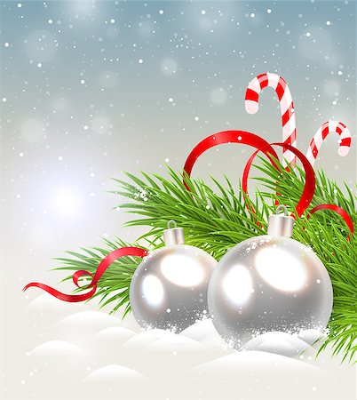 simsearch:400-08813741,k - Christmas background with silver decorations and candy cane Photographie de stock - Aubaine LD & Abonnement, Code: 400-08341342