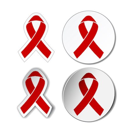 AIDS awareness sign - set of stickers with image of red ribbons. Vector illustration Foto de stock - Super Valor sin royalties y Suscripción, Código: 400-08341384