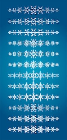 snow border - Set of scribble snowflakes vector borders. Holiday designs Stock Photo - Budget Royalty-Free & Subscription, Code: 400-08341514