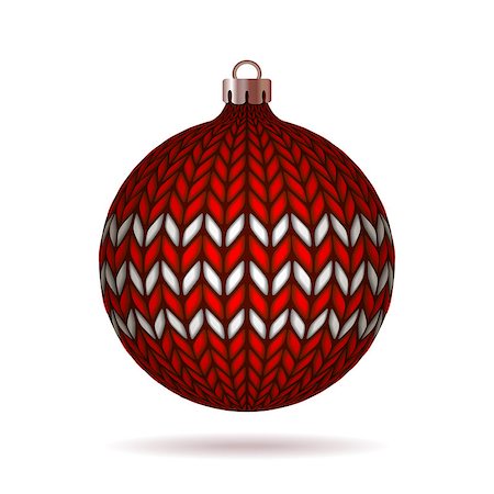 simsearch:400-07718917,k - Red Knitted Christmas Ball isolated on white background. Vector illustration. Stock Photo - Budget Royalty-Free & Subscription, Code: 400-08341520