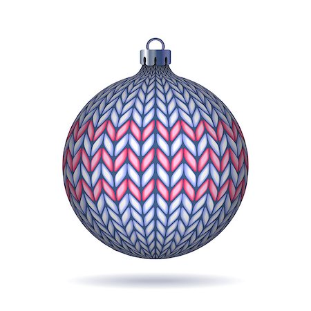simsearch:400-07718917,k - Light blue Knitted Christmas Ball isolated on white background. Vector illustration. Stock Photo - Budget Royalty-Free & Subscription, Code: 400-08341521
