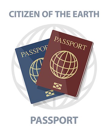 simsearch:400-08619271,k - Vector biometric passports with globe, citizen of earth concept, eps10 Photographie de stock - Aubaine LD & Abonnement, Code: 400-08341572