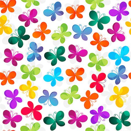 simsearch:400-07061067,k - Spring seamless white pattern with vivid colorful butterflies vector eps 10 Foto de stock - Super Valor sin royalties y Suscripción, Código: 400-08341608