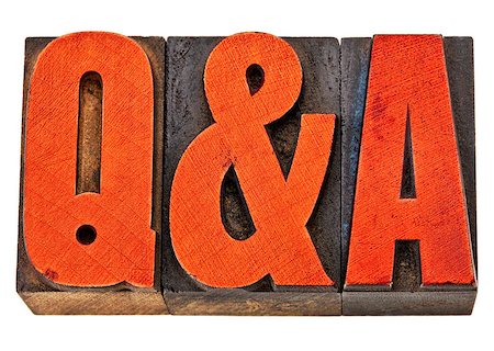 simsearch:400-08335158,k - Q&A - questions and answers acronym - isolated text in vintage letterpress wood type stained by red ink Photographie de stock - Aubaine LD & Abonnement, Code: 400-08341630