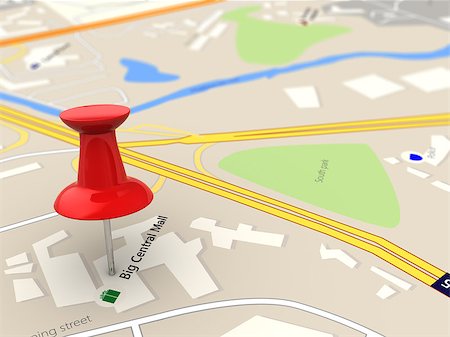 simsearch:625-00898537,k - 3d illustration of map closeup with red pin Stock Photo - Budget Royalty-Free & Subscription, Code: 400-08341642