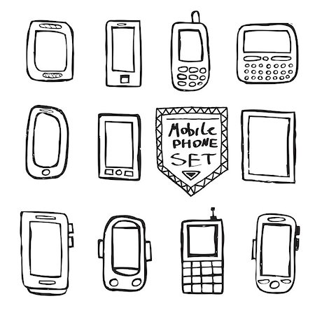 simsearch:400-06081205,k - Hand drawn set of isolated mobile gadgets. Vector illustration Foto de stock - Royalty-Free Super Valor e Assinatura, Número: 400-08341711