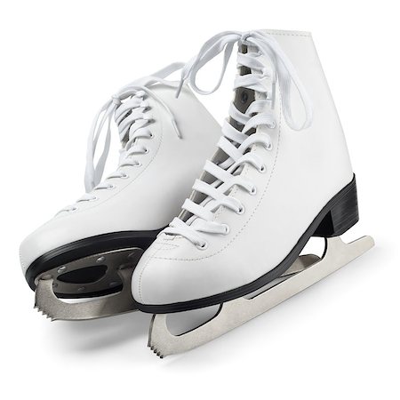 skating ice background - Figure skates isolated on white with clipping path Stock Photo - Budget Royalty-Free & Subscription, Code: 400-08341912