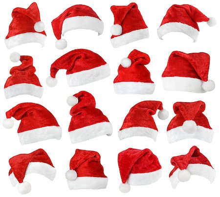 simsearch:400-07179884,k - Set of red Santa Claus hats isolated on white background Photographie de stock - Aubaine LD & Abonnement, Code: 400-08341942