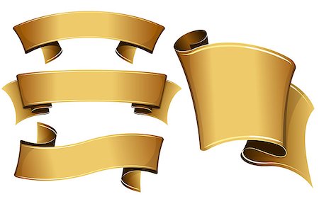 simsearch:400-08260320,k - Collection of 4 gold ribbon. Vector illustration Photographie de stock - Aubaine LD & Abonnement, Code: 400-08341961