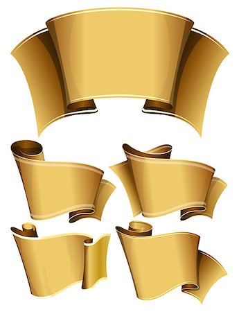 simsearch:400-08260320,k - Collection of 4 gold ribbon. Vector illustration Photographie de stock - Aubaine LD & Abonnement, Code: 400-08341989