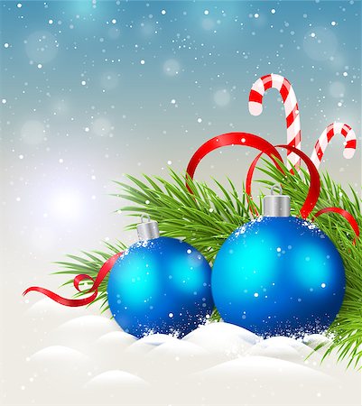 simsearch:400-08813741,k - Christmas background with shining blue decorations and candy cane Photographie de stock - Aubaine LD & Abonnement, Code: 400-08342020