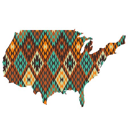 fashion maps illustration - USA map patterned in native american texture Stock Photo - Budget Royalty-Free & Subscription, Code: 400-08342089