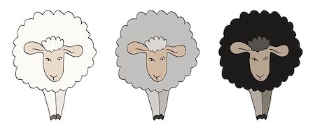 egnismoore (artist) - Three Sheep Illustration. Vector EPS 10 graphic illustration of three colored staring sheep. Photographie de stock - Aubaine LD & Abonnement, Code: 400-08342221