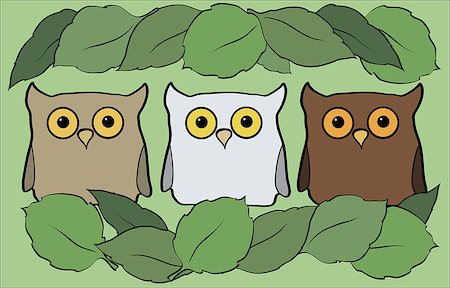 egnismoore (artist) - flat illustration with cartoon beautiful and funny owls. Vector illustration Photographie de stock - Aubaine LD & Abonnement, Code: 400-08342325