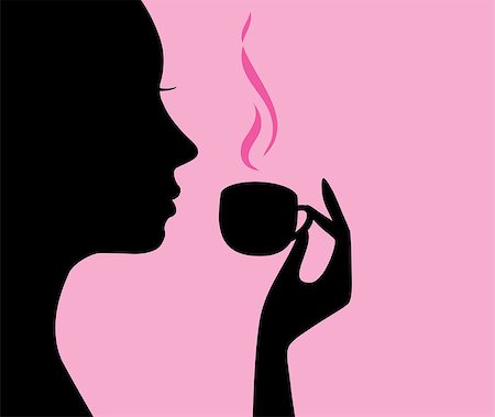 drawing girls body - vector illustration of a girl silhouette with cup of coffee Stock Photo - Budget Royalty-Free & Subscription, Code: 400-08342382