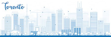 Outline Toronto skyline with blue buildings. Vector illustration. Business travel and tourism concept with modern buildings. Image for presentation, banner, placard and web site. Stock Photo - Budget Royalty-Free & Subscription, Code: 400-08342465