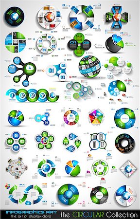 simsearch:400-08707424,k - Vector Circular Infographics BIG collection for your graphs, product ranking, items classification, business presentation, high tech flyers or brochures. Stock Photo - Budget Royalty-Free & Subscription, Code: 400-08342725