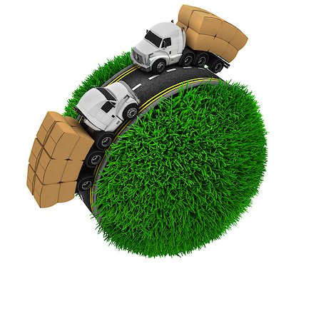 3D Render of Road around a grassy globe Stock Photo - Budget Royalty-Free & Subscription, Code: 400-08342755
