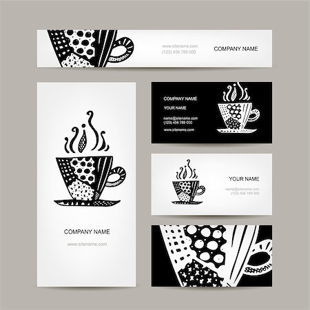 simsearch:400-09031869,k - Business cards collection, coffee cup design. Vector illustration Stockbilder - Microstock & Abonnement, Bildnummer: 400-08342921