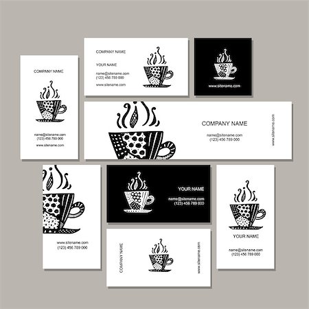 Business cards collection, coffee cup design. Vector illustration Stock Photo - Budget Royalty-Free & Subscription, Code: 400-08342922