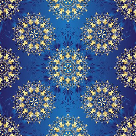 simsearch:400-07061067,k - Seamless dark blue vintage christmas pattern with gold lacy glowing circles, vector Foto de stock - Super Valor sin royalties y Suscripción, Código: 400-08342972