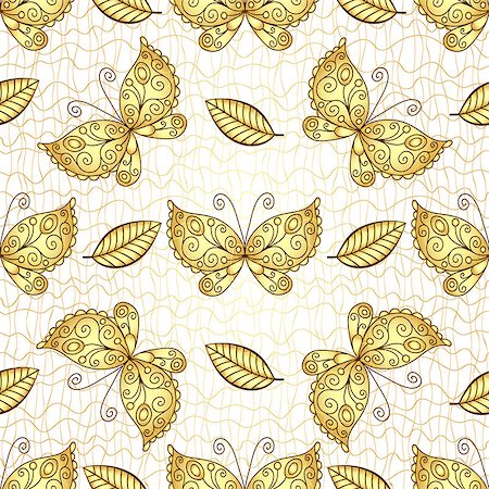 simsearch:400-07061067,k - Seamless white pattern with gold butterflies, vector eps10 Foto de stock - Super Valor sin royalties y Suscripción, Código: 400-08343062