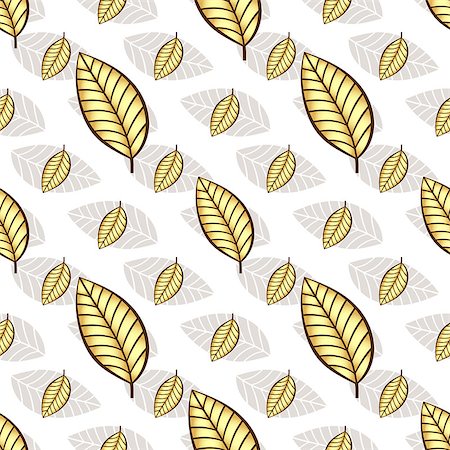 simsearch:400-05922161,k - Autumn seamless white floral pattern with gold leaves (vector) Photographie de stock - Aubaine LD & Abonnement, Code: 400-08343089