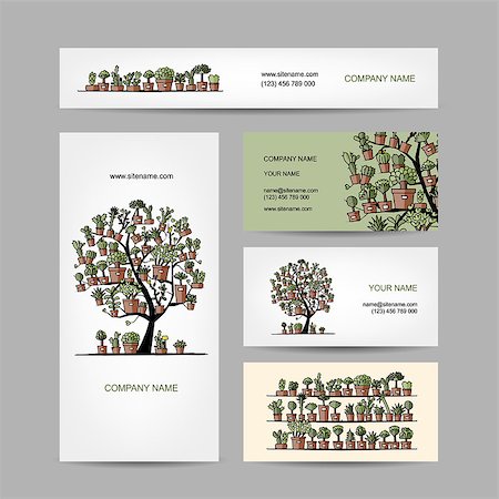 simsearch:400-09031869,k - Business cards design with cactus tree. Vector illustration Stockbilder - Microstock & Abonnement, Bildnummer: 400-08343327