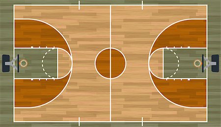 A realistic hardwood textured basketball court illustration. EPS 10. File contains transparencies. Stock Photo - Budget Royalty-Free & Subscription, Code: 400-08343481