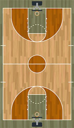 A realistic hardwood textured basketball court illustration. EPS 10. File contains transparencies. Stock Photo - Budget Royalty-Free & Subscription, Code: 400-08343482