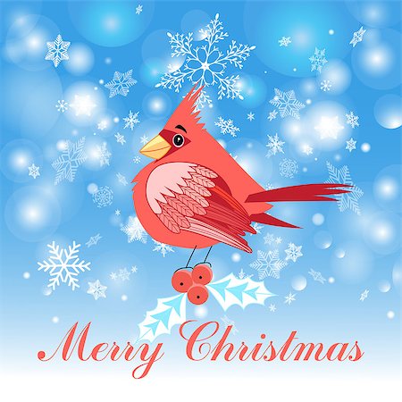 simsearch:400-04085919,k - Beautiful Christmas illustration of a red cardinal bird Foto de stock - Super Valor sin royalties y Suscripción, Código: 400-08343686