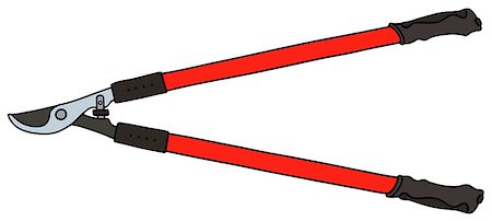 Hand drawing of a red long garden shears Stock Photo - Budget Royalty-Free & Subscription, Code: 400-08343715