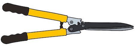 Hand drawing of a yellow hedge shears Stock Photo - Budget Royalty-Free & Subscription, Code: 400-08343716