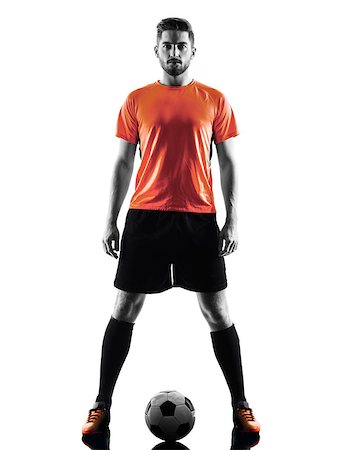 simsearch:400-08113499,k - one caucasian Soccer player Man in silhouette isolated on white backgound Stock Photo - Budget Royalty-Free & Subscription, Code: 400-08343897