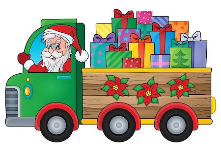 simsearch:400-08343929,k - Christmas truck theme image 1 - eps10 vector illustration. Foto de stock - Royalty-Free Super Valor e Assinatura, Número: 400-08343928