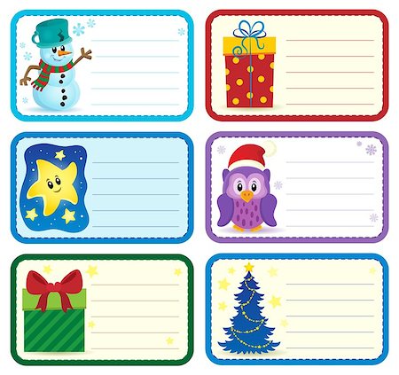 snowman owl - Christmas name tags collection 2 - eps10 vector illustration. Stock Photo - Budget Royalty-Free & Subscription, Code: 400-08343920