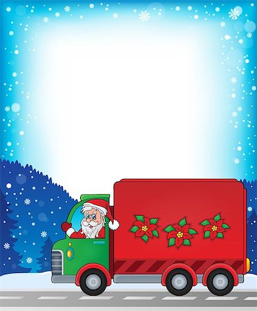 simsearch:400-08343929,k - Frame with Christmas van theme 1 - eps10 vector illustration. Foto de stock - Super Valor sin royalties y Suscripción, Código: 400-08343937