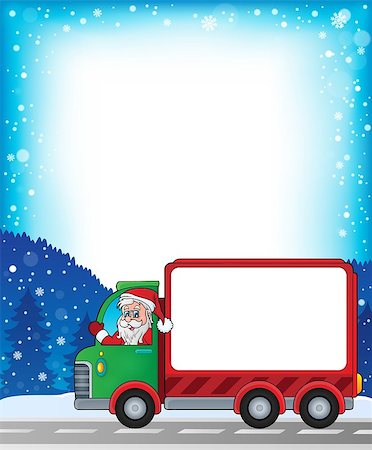 simsearch:400-08343929,k - Frame with Christmas van theme 2 - eps10 vector illustration. Foto de stock - Super Valor sin royalties y Suscripción, Código: 400-08343938