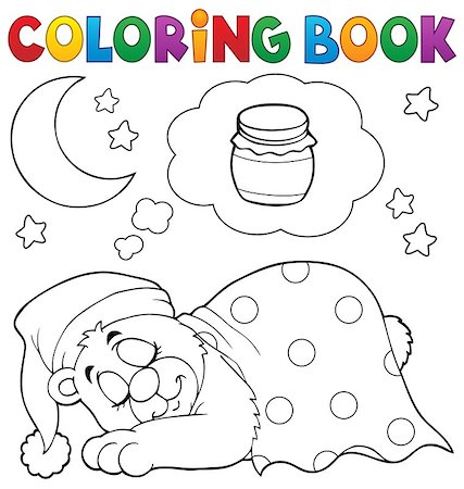 simsearch:400-04322837,k - Coloring book sleeping bear theme 1 - eps10 vector illustration. Photographie de stock - Aubaine LD & Abonnement, Code: 400-08343932