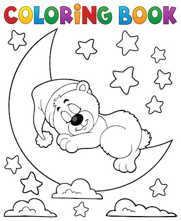 simsearch:400-04322837,k - Coloring book sleeping bear theme 2 - eps10 vector illustration. Stockbilder - Microstock & Abonnement, Bildnummer: 400-08343933