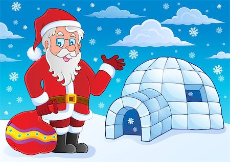 person on igloo - Igloo with Santa Claus theme 4 - eps10 vector illustration. Stock Photo - Budget Royalty-Free & Subscription, Code: 400-08343949