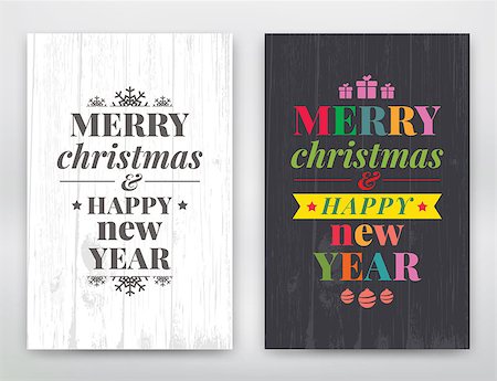 deniskolt (artist) - Merry Christmas vintage typography design greeting card on wood background. Vector illustration Stock Photo - Budget Royalty-Free & Subscription, Code: 400-08374036