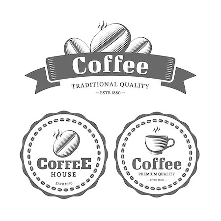 deniskolt (artist) - Coffee logo and labels vintage style. Vector illustration Stock Photo - Budget Royalty-Free & Subscription, Code: 400-08374042