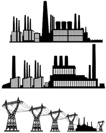 simsearch:632-01157458,k - Vector illustration of a three factories silhouettes Stock Photo - Budget Royalty-Free & Subscription, Code: 400-08374063