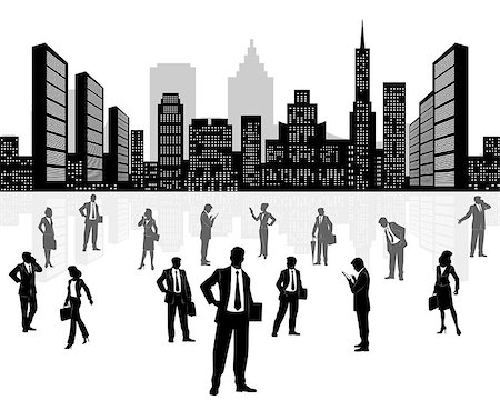 simsearch:400-06567931,k - Vector illustration of a business team on city background Stock Photo - Budget Royalty-Free & Subscription, Code: 400-08374081