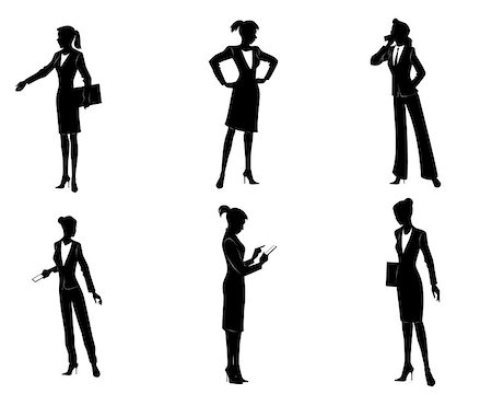 shirt and tie and jacket vector - Vector illustration of a six businesswomen silhouettes Stock Photo - Budget Royalty-Free & Subscription, Code: 400-08374092