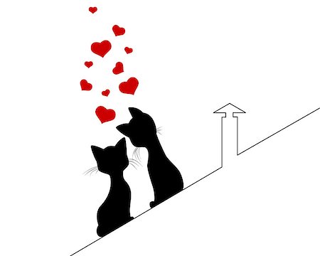 simsearch:400-04274234,k - Vector illustration of a two cats love Photographie de stock - Aubaine LD & Abonnement, Code: 400-08374116