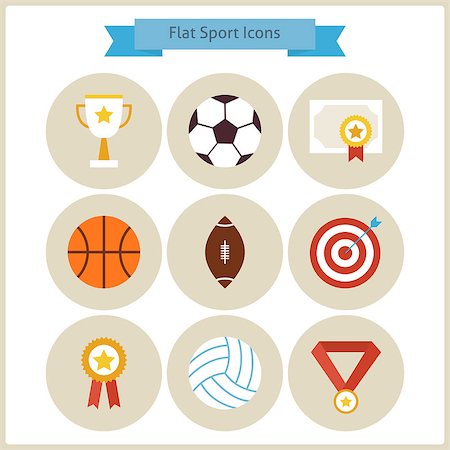 Flat Sport and Competition Winning Icons Set. Sports and Activities. Success Leader and Winner. First place. Collection of Back to School Circle Icons. Healthy Lifestyle. Stock Photo - Budget Royalty-Free & Subscription, Code: 400-08374174