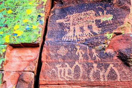 rock art on cliffs - Closeup image of Indian petroglyphs on a rock face near Cottonwood, Arizona Stock Photo - Budget Royalty-Free & Subscription, Code: 400-08374462
