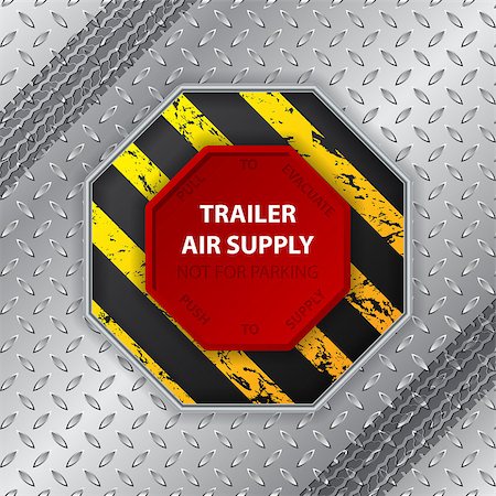 emergency brake - Industrial design with grunge tire track and trailer air supply knob Foto de stock - Super Valor sin royalties y Suscripción, Código: 400-08374768